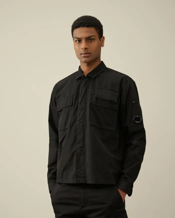 Man Gabardine Shirt Black CP Company Shirt