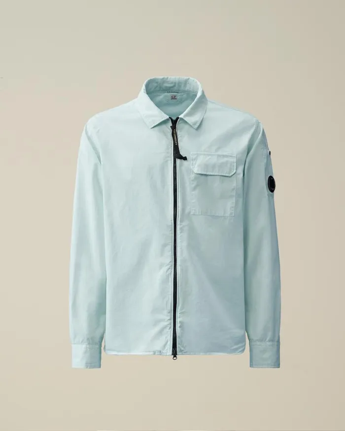 Man Gabardine Zipped Shirt Starlight Blue CP Company Shirt