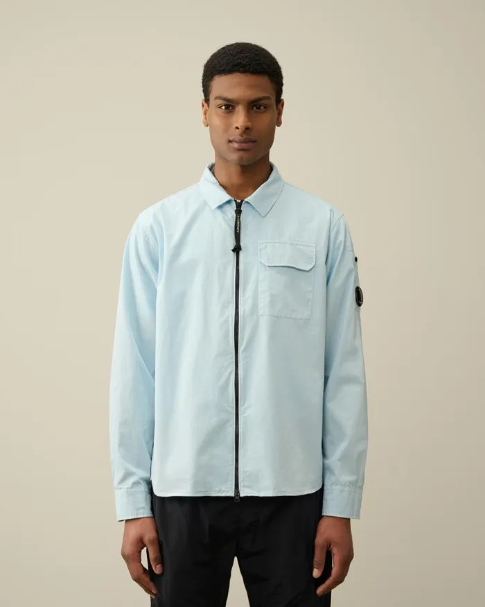 Man Gabardine Zipped Shirt Starlight Blue CP Company Shirt