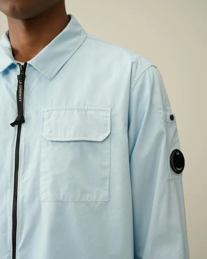 Man Gabardine Zipped Shirt Starlight Blue CP Company Shirt