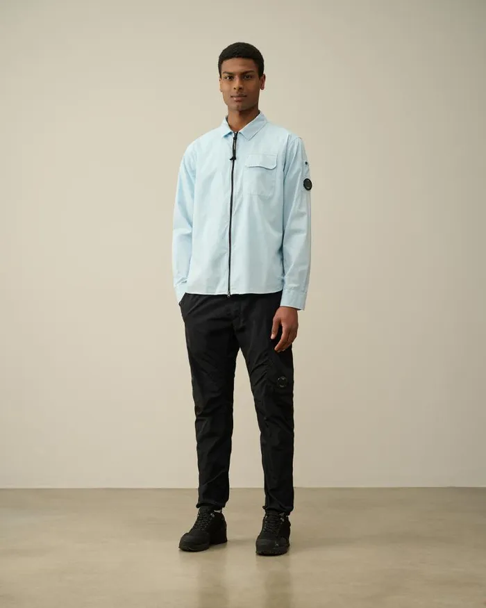 Man Gabardine Zipped Shirt Starlight Blue CP Company Shirt