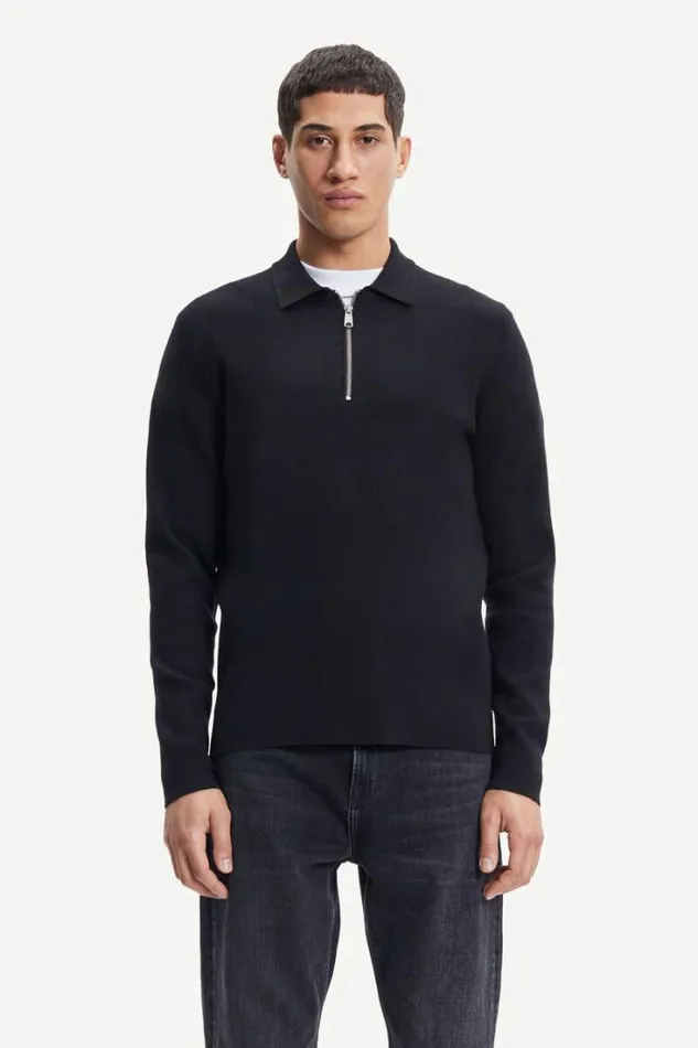 Man Guna Half Zip 10490 Black Samse Samse Knitwear