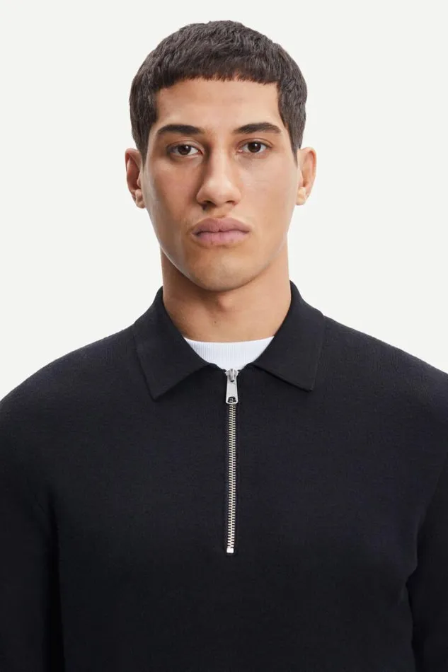 Man Guna Half Zip 10490 Black Samse Samse Knitwear