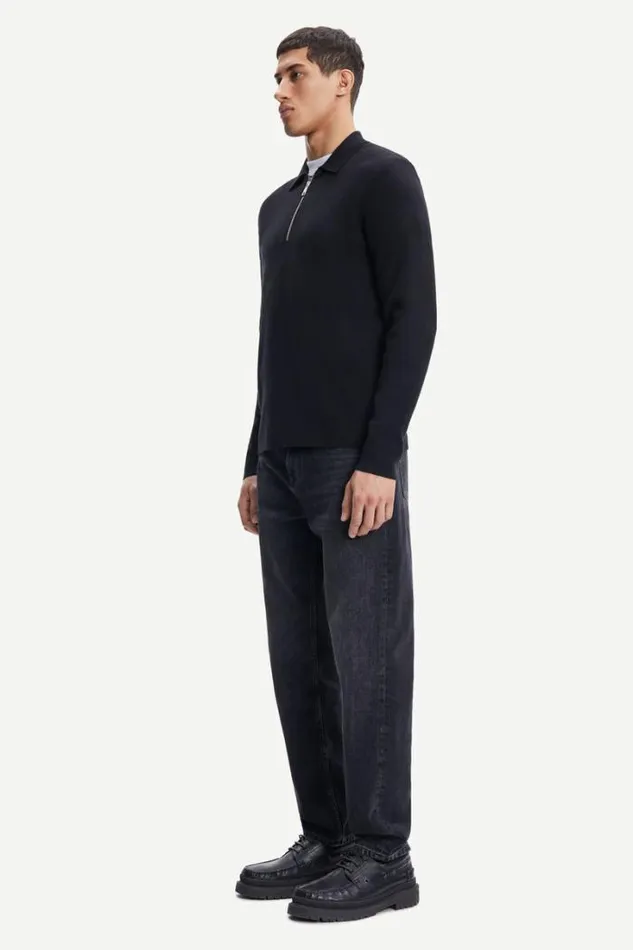 Man Guna Half Zip 10490 Black Samse Samse Knitwear