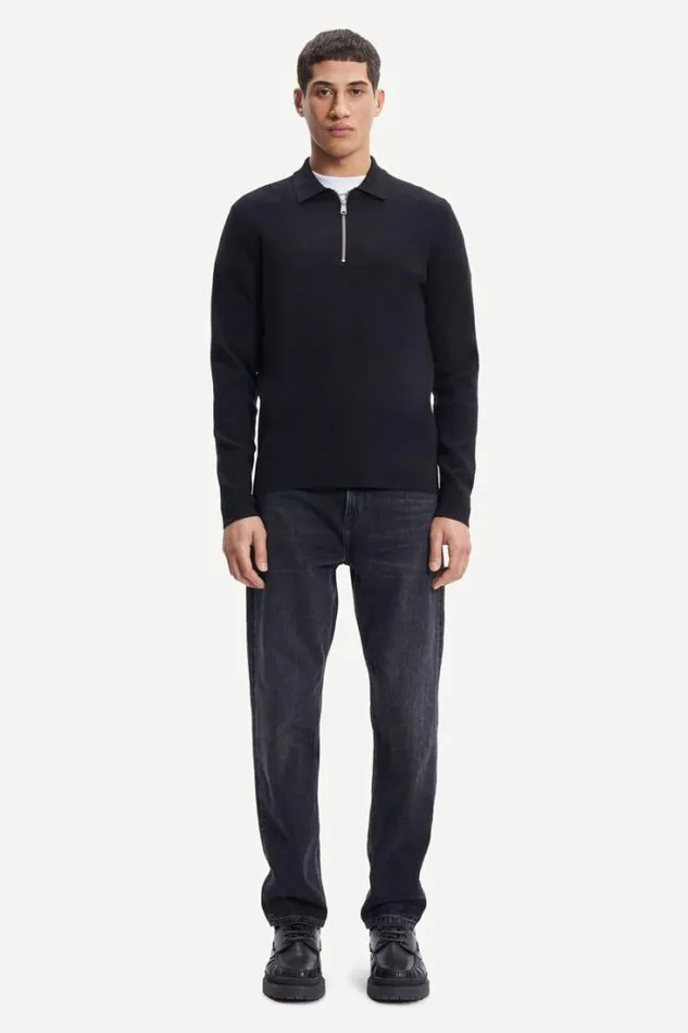 Man Guna Half Zip 10490 Black Samse Samse Knitwear