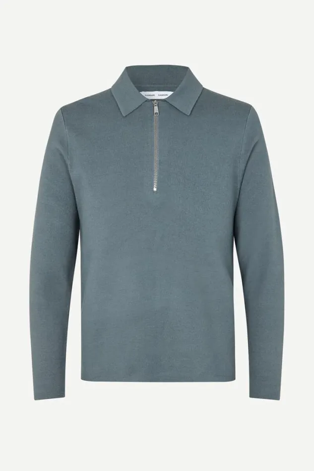 Man Guna Half Zip 10490 Stormy Weather Samse Samse Knitwear