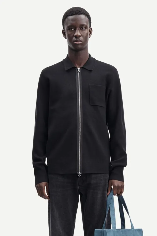 Man Guna X Zip 10490 Black Samse Samse Knitwear