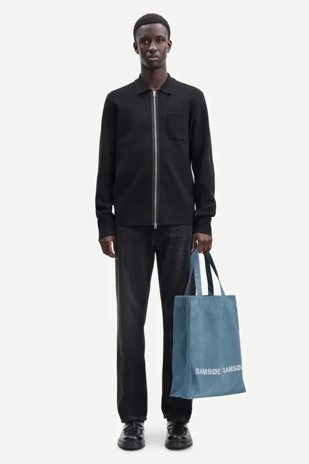 Man Guna X Zip 10490 Black Samse Samse Knitwear