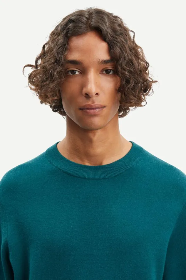 Man Gunan Crew Neck 10490 Atlantic Deep Samse Samse Knitwear