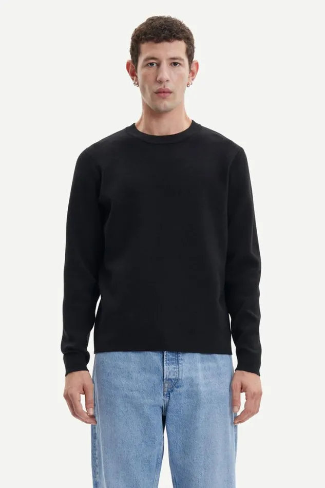 Man Gunan Crew Neck 10490 Black Samse Samse Knitwear