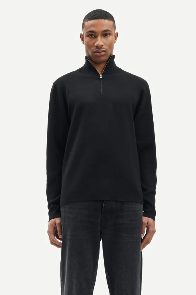 Man Gunan Turtle Neck Zip 10490 Black Samse Samse Knitwear