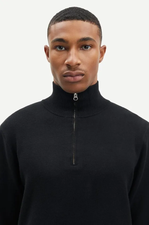 Man Gunan Turtle Neck Zip 10490 Black Samse Samse Knitwear