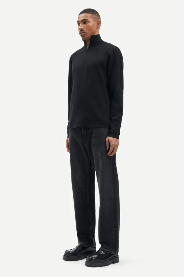 Man Gunan Turtle Neck Zip 10490 Black Samse Samse Knitwear