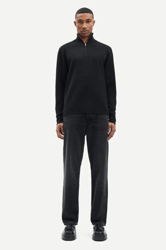 Man Gunan Turtle Neck Zip 10490 Black Samse Samse Knitwear