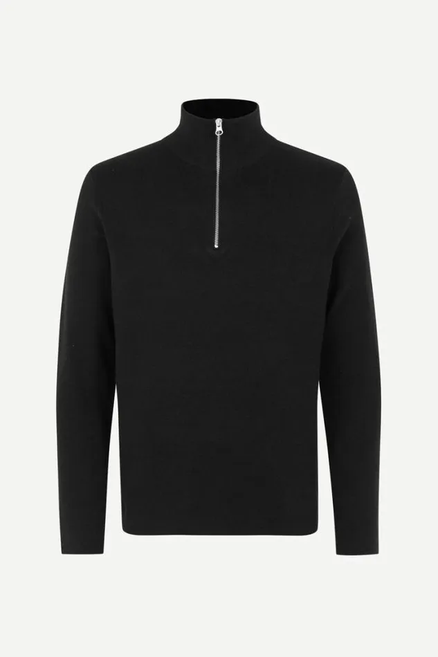 Man Gunan Turtle Neck Zip 10490 Black Samse Samse Knitwear