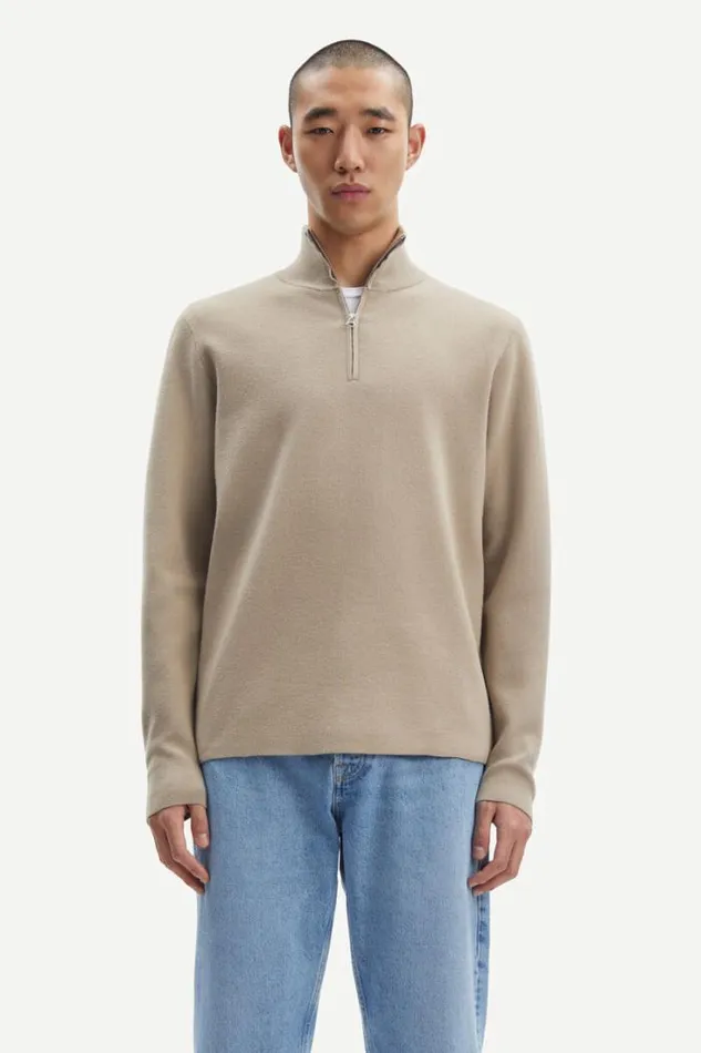 Man Gunan Turtle Neck Zip 10490 Pure Cashmere Samse Samse Knitwear