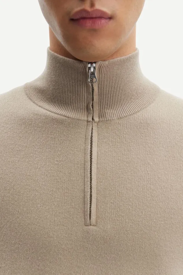 Man Gunan Turtle Neck Zip 10490 Pure Cashmere Samse Samse Knitwear