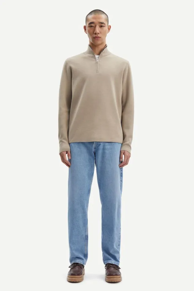 Man Gunan Turtle Neck Zip 10490 Pure Cashmere Samse Samse Knitwear