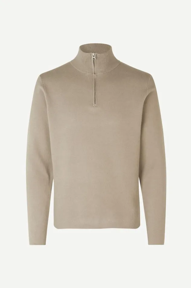 Man Gunan Turtle Neck Zip 10490 Pure Cashmere Samse Samse Knitwear