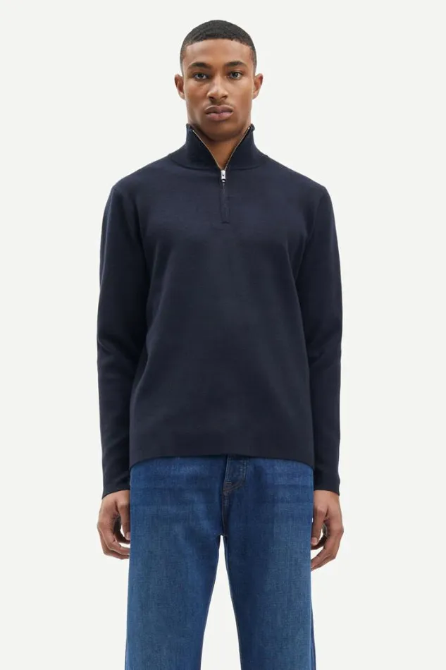 Man Gunan Turtle Neck Zip 10490 Sky Captain Samse Samse Knitwear