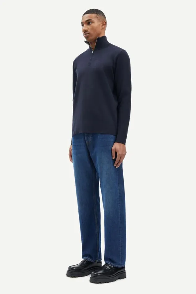 Man Gunan Turtle Neck Zip 10490 Sky Captain Samse Samse Knitwear