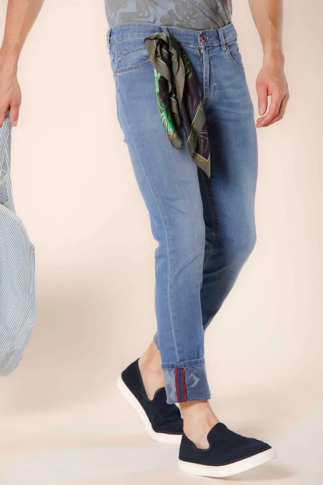 Man Harris 5 Pockets Pants In Stretch Denim With Hawaii Flower Pattern Slim Mason039s Pants