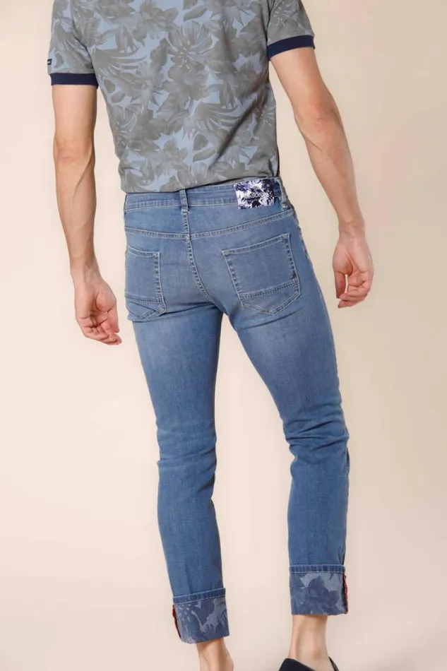 Man Harris 5 Pockets Pants In Stretch Denim With Hawaii Flower Pattern Slim Mason039s Pants