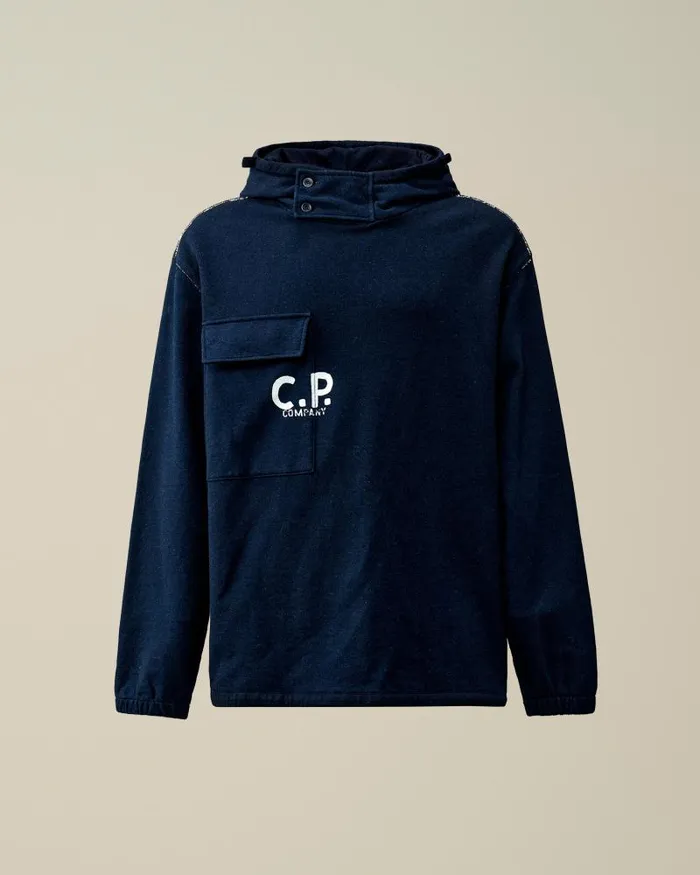 Man Indigo Fleece Hoodie Denim 8211 Blue CP Company Sweatshirts