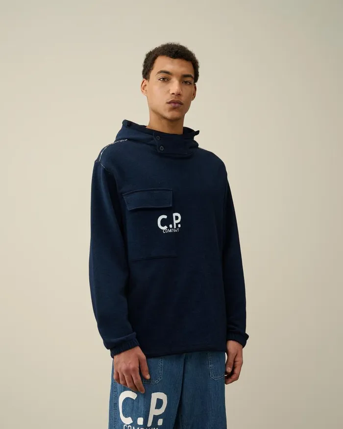 Man Indigo Fleece Hoodie Denim 8211 Blue CP Company Sweatshirts
