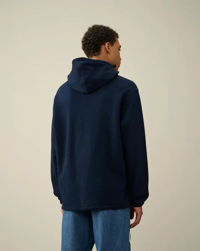 Man Indigo Fleece Hoodie Denim 8211 Blue CP Company Sweatshirts