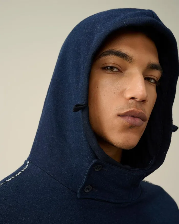 Man Indigo Fleece Hoodie Denim 8211 Blue CP Company Sweatshirts