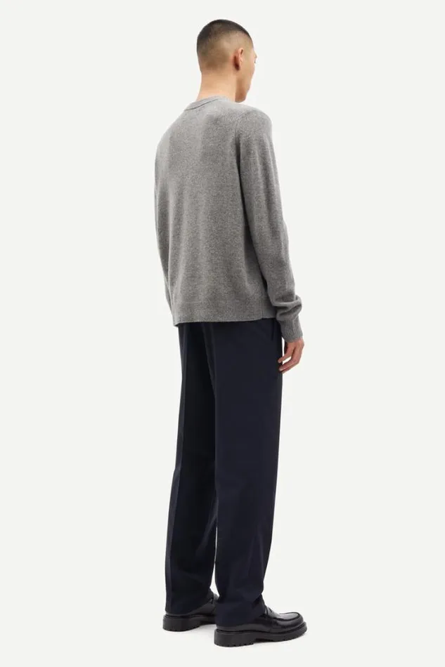 Man Isak Knit Sweater 15010 Dark Grey Mel Samse Samse Knitwear
