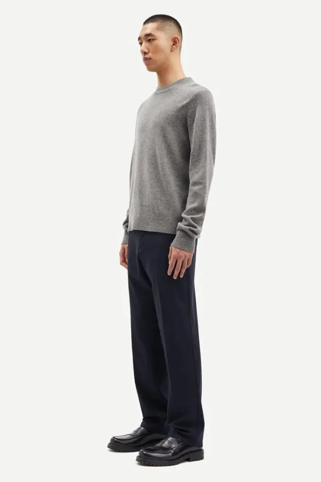 Man Isak Knit Sweater 15010 Dark Grey Mel Samse Samse Knitwear