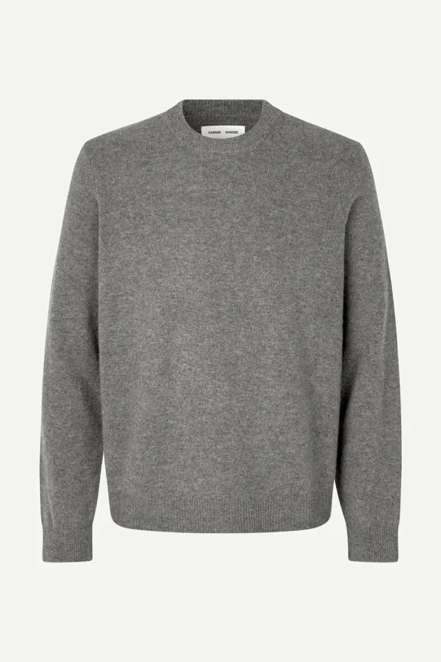 Man Isak Knit Sweater 15010 Dark Grey Mel Samse Samse Knitwear