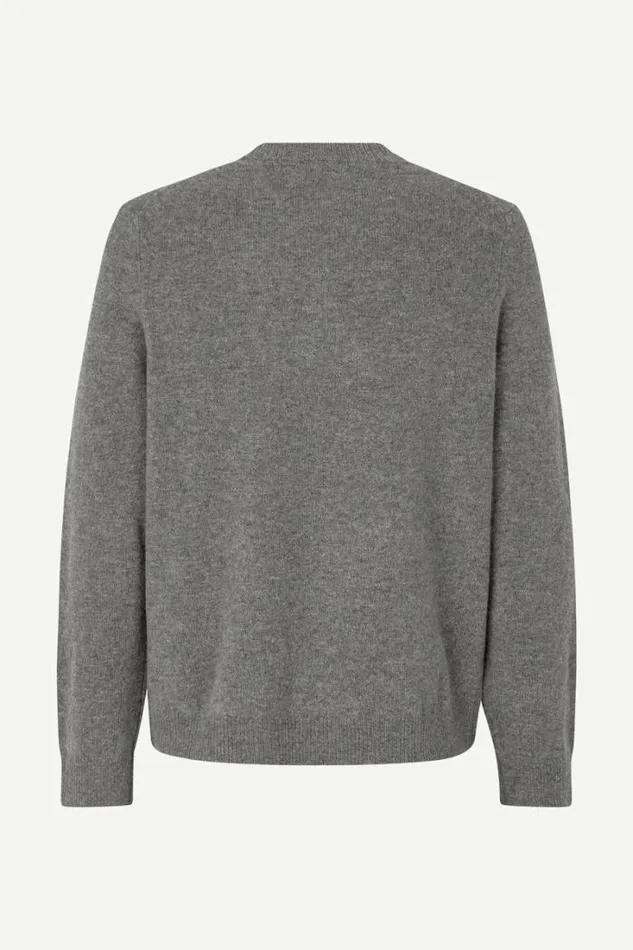 Man Isak Knit Sweater 15010 Dark Grey Mel Samse Samse Knitwear