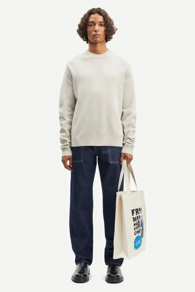 Man Isak Knit Sweater 15010 Silver Lining Samse Samse Knitwear