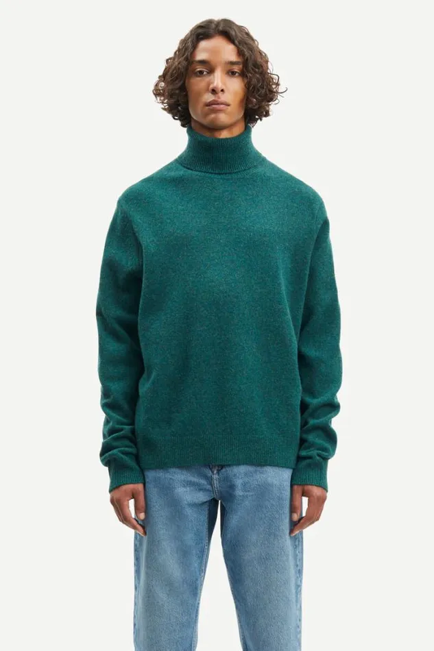 Man Isak Knit Turtleneck 15010 Atlantic Deep Mel Samse Samse Knitwear