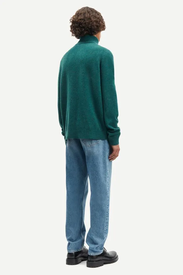 Man Isak Knit Turtleneck 15010 Atlantic Deep Mel Samse Samse Knitwear