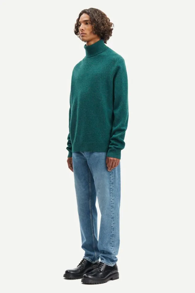 Man Isak Knit Turtleneck 15010 Atlantic Deep Mel Samse Samse Knitwear