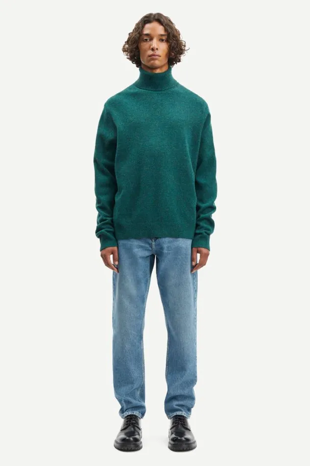 Man Isak Knit Turtleneck 15010 Atlantic Deep Mel Samse Samse Knitwear