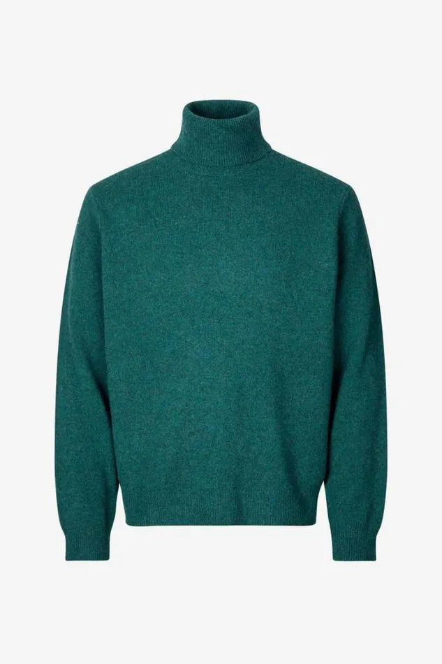 Man Isak Knit Turtleneck 15010 Atlantic Deep Mel Samse Samse Knitwear