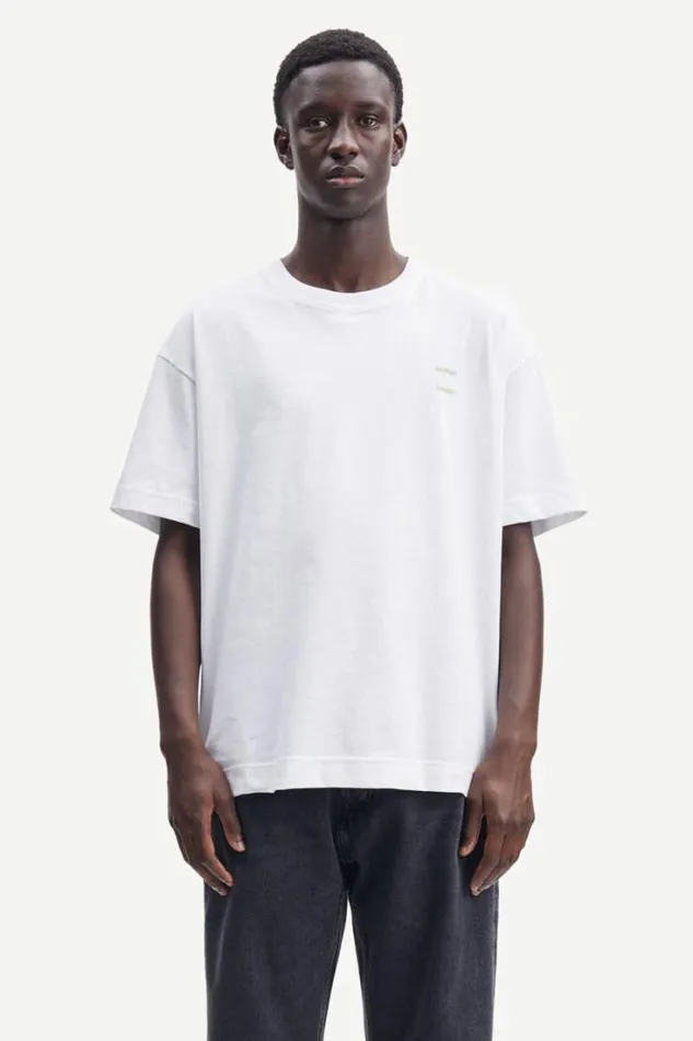 Man Joel Tshirt 11415 White Green Logo Samse Samse Tshirts and Polos