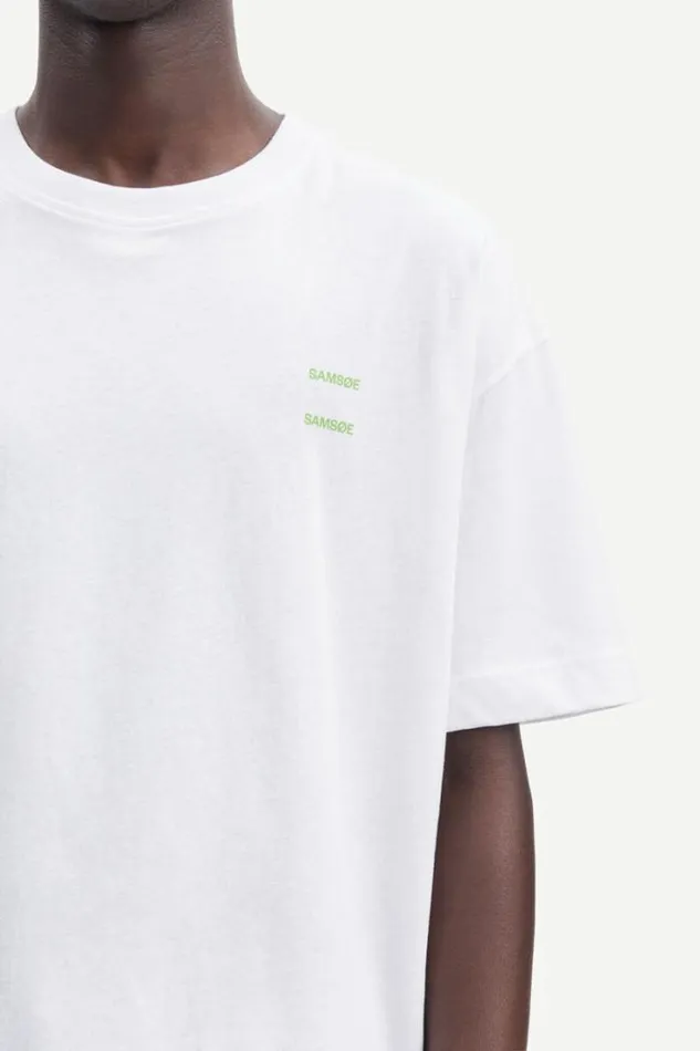 Man Joel Tshirt 11415 White Green Logo Samse Samse Tshirts and Polos