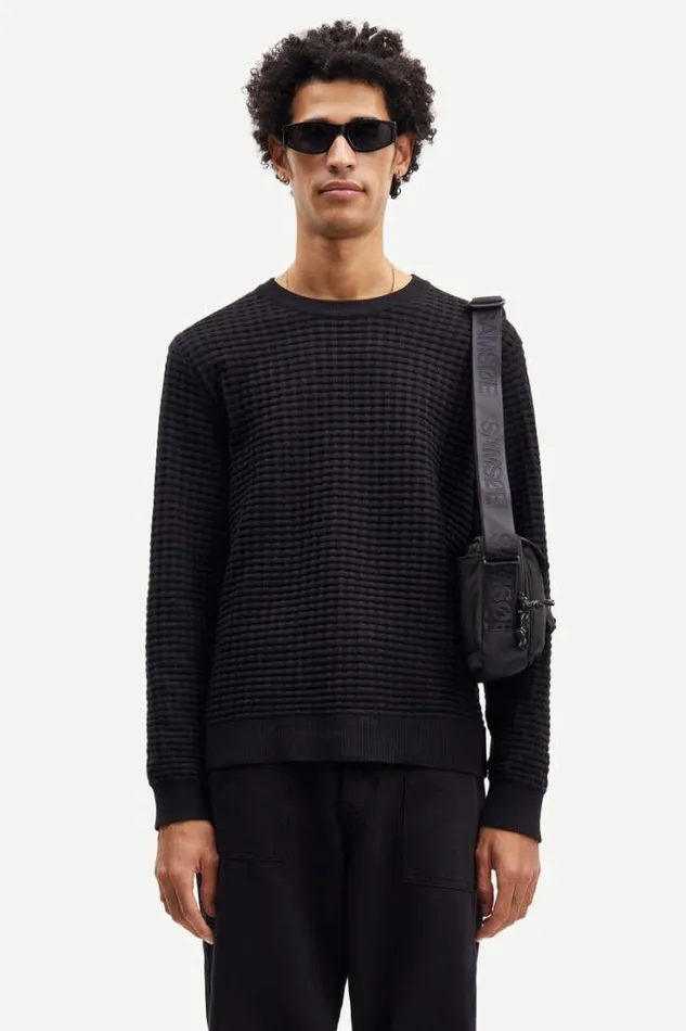 Man Jules Crew Neck 10490 Black Samse Samse Knitwear