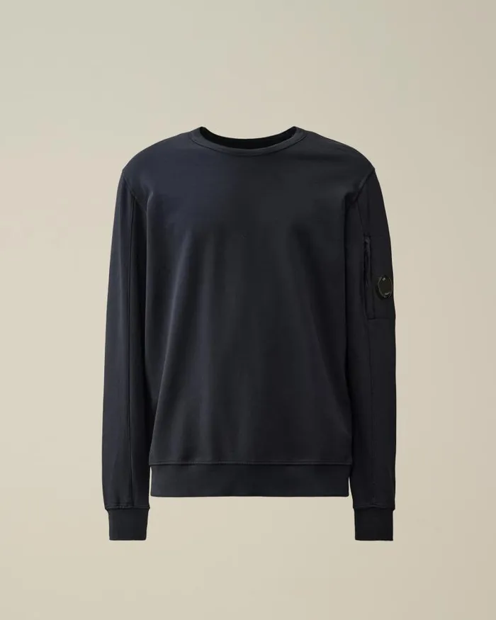 Man Light Fleece Sweatshirt Total Eclipse 8211 Blue CP Company Sweatshirts