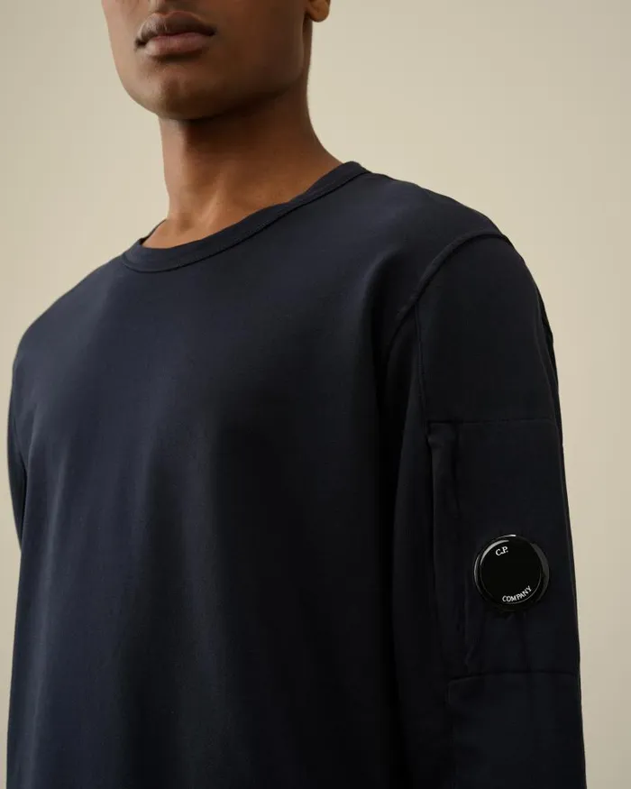 Man Light Fleece Sweatshirt Total Eclipse 8211 Blue CP Company Sweatshirts