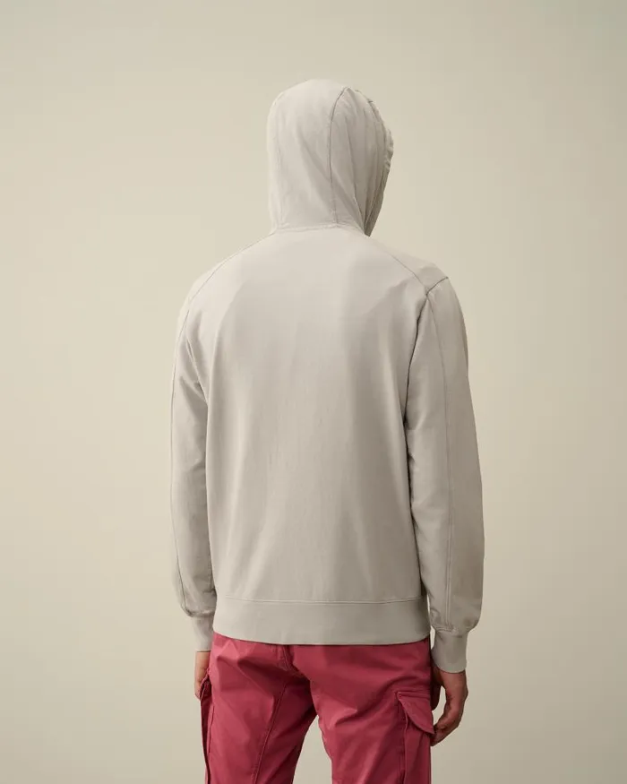 Man Light Fleece Zipped Hoodie Drizzle Grey CP Company Sweatshirts