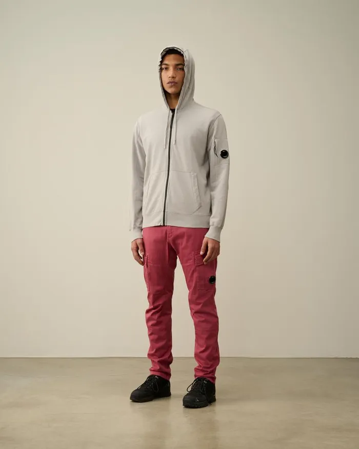 Man Light Fleece Zipped Hoodie Drizzle Grey CP Company Sweatshirts