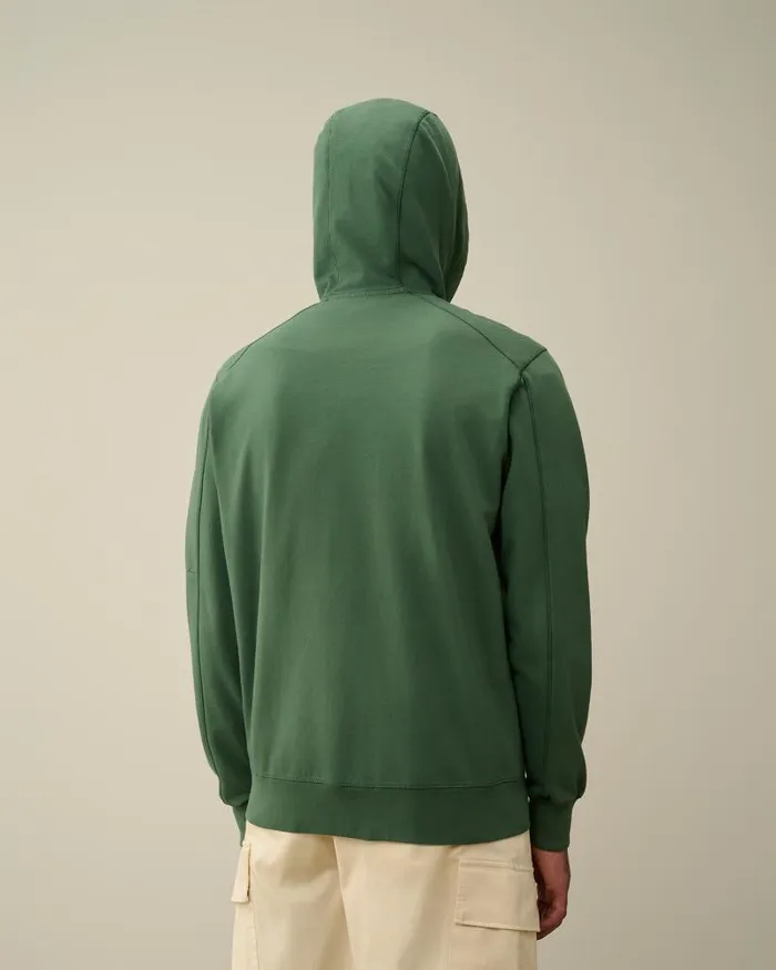 Man Light Fleece Zipped Hoodie Duck Green CP Company Sweatshirts