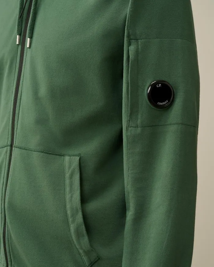 Man Light Fleece Zipped Hoodie Duck Green CP Company Sweatshirts
